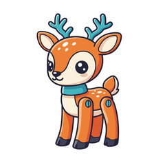 Cute cartoon deer character with antlers in playful pose  