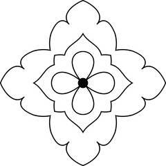 Decorative floral line art motif vector isolated on white background