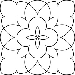 Decorative floral line art motif vector isolated on white background