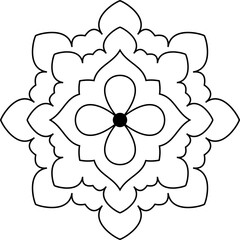 Decorative floral line art motif vector isolated on white background