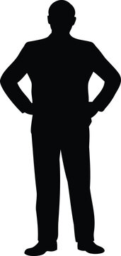 Confident Standing Man Silhouette Vector Illustration