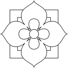 Decorative floral line art motif vector isolated on white background