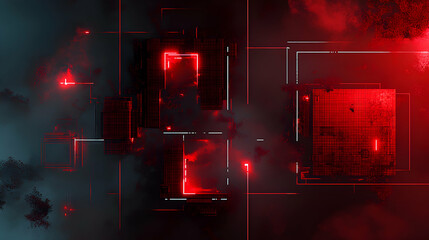 Abstract Red and Black Digital Structure