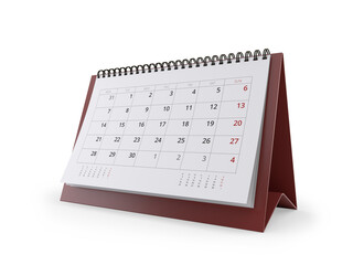 Desktop Calendar isolated on transparent background, 3d illustration