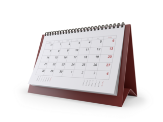 Desktop Calendar isolated on transparent background, 3d illustration