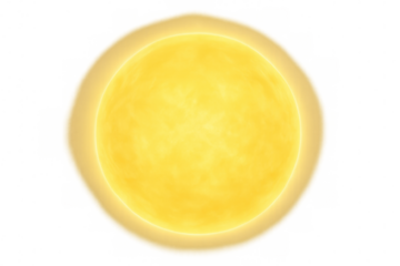 Bright yellow sun vector graphic radiating warmth, transparent design supporting summer and meteorological visual communications