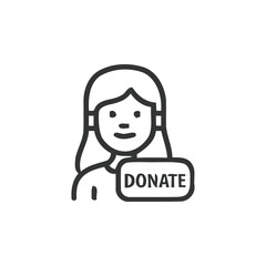 Person with Donate Button Icon: Charity, Giving, Support