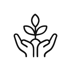Hands Holding Sprout Icon: Growth, Nature, Care