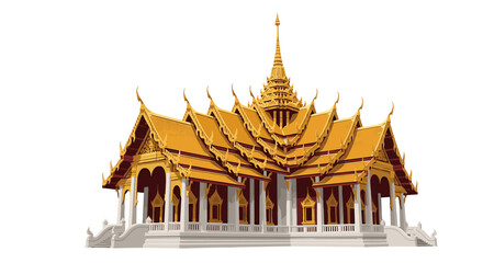 Fototapeta premium Ornate golden Thai temple with intricate details and architectural design.