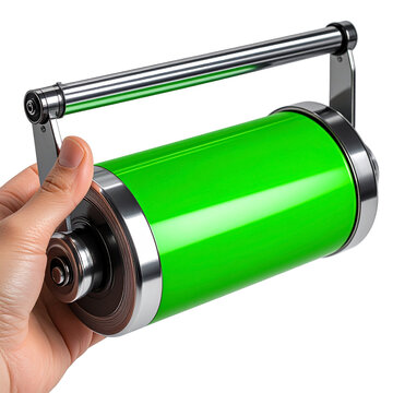Handheld green cylindrical object technology component studio photography