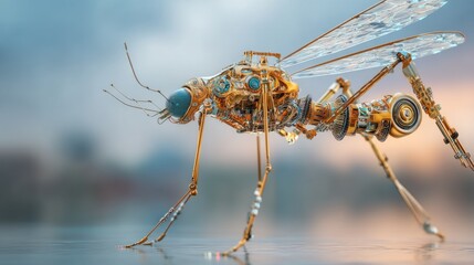Mechanical mosquito steampunk art