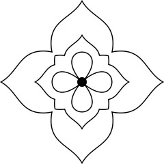 Traditional Thai art line motif vector isolated on white background