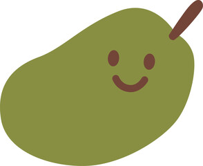 Happy Cartoon Green Fruit Character Illustration with a Friendly Smile