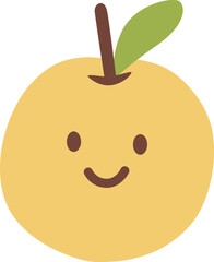 Happy Cartoon Yellow Fruit with Leaf - Simple and Cute Illustration
