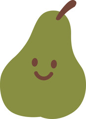 Smiling Green Pear Cartoon Illustration