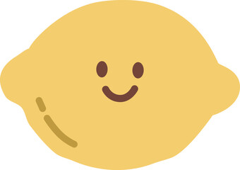Cute Smiling Lemon Character Illustration, Happy Yellow Citrus Fruit Doodle, Kawaii Summer Refreshment Graphic