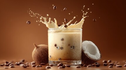 Iced coffee with coconut splash