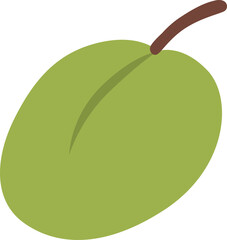 Green Olive or Plum Fruit Vector Illustration with Stem