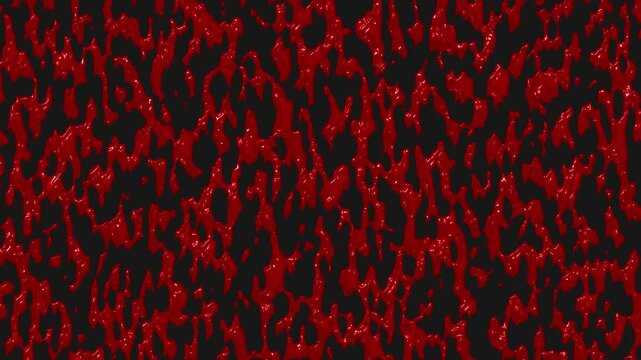 Glossy red liquid flowing on black background, Abstract horror texture loop