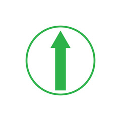 Green arrow pointing upwards inside a green circle on a white background