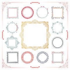 Collection of decorative ornate frames and borders in various styles and colors vector
