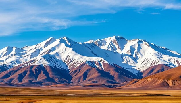 Jargalant Hairhan's snow-covered peaks in Khovd Province, Western Mongolia,  snow, snow leopard