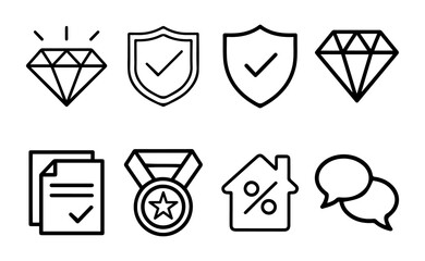 Security and Real Estate Line Icons Set.