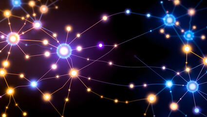 Interconnected Neural Network: A vibrant illustration of interconnected neural network, showcasing the complex pathways and glowing nodes of brain activity in a dark background.