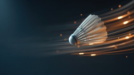 Fast badminton shuttlecock in motion