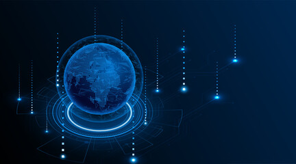 Global connection network background. World map. High-speed internet technology concept or fast wireless data transmission. modern internet network connection technology background	