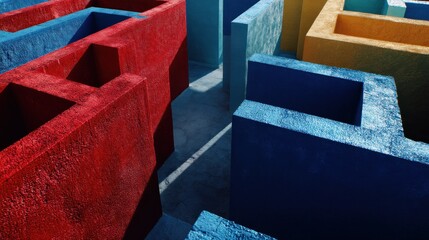 Colorful painted concrete maze