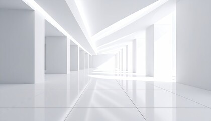 Fototapeta premium Modern, white hallway with bright light