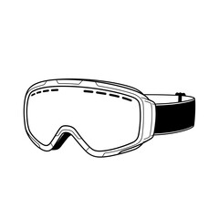 Illustration of ski goggles with mountain reflection in the lens