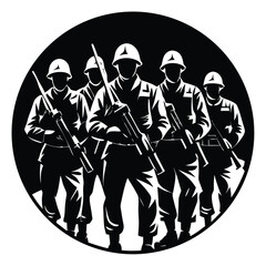 Naklejka premium Soldiers Icon single vector shilhouette 