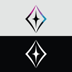 Fototapeta premium A vibrant abstract diamond logo design with a star is isolated on a split background