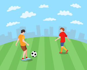 A woman feeds a gray cat dry food out of a box. On a white background. Vector illustration. 