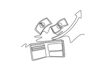 Inflation. effects of world war concept. Single line draw design. Vector graphic illustration