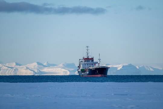 Research Ship Navigating Frozen Seas