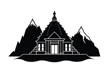 a cut kedarnath temple silhouette vector art illustration