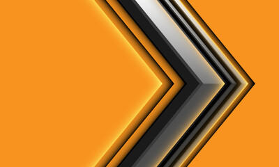 Abstract grey arrow metallic black geometric design modern futuristic technology on yellow background vector