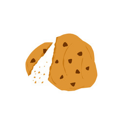 Cookies illustration with chocolate. Crispy cookies food illustration. Flat design cookies with crumbs. Sweet cookies illustration. Sweet food illustration 