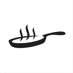 Frying Pan Logo Hot Cooking Utensil Symbol for Culinary and Kitchen Branding