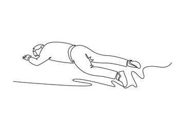 Victim of an attack. effects of world war concept. Single line draw design. Vector graphic illustration