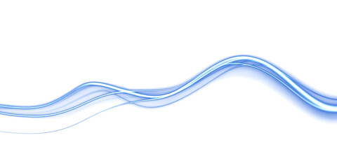 Abstract neon wave on transparent background. blue glowing wavy line. design element. energy. movement.