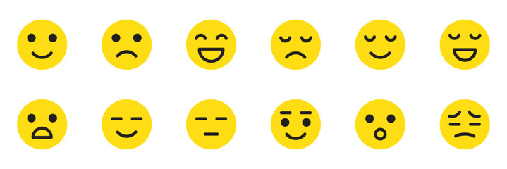 Fototapeta premium mixed emoji face expression set . Emoji faces collection. Emojis flat style. eps 10 