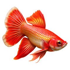 Fototapeta premium A vibrant orange goldfish swimming elegantly isolated on transparent background