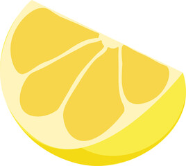 A sliced lemon and a wedge, showcasing its juicy, yellow segments against a transparent background.