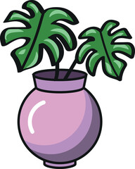 Vector Illustration of a Tropical Monstera Plant