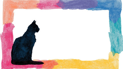 猫のイラストがあしらわれたフレーム素材