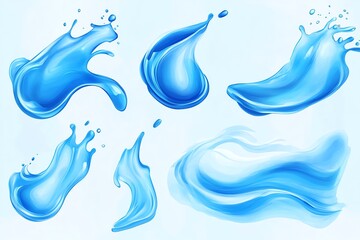 Blue water shapes set